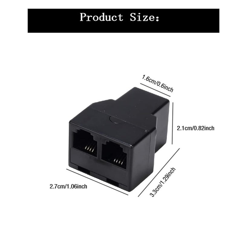 Ubramac Phone Line Splitter, Telephone Splitter,with RJ11 6P4C Plugs,Suitable for Telephone,Fax Machine,Biacke 2-Pack - Image 3